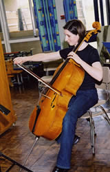 'Cellist Claudine Cassidy rehearses one of Roma's works